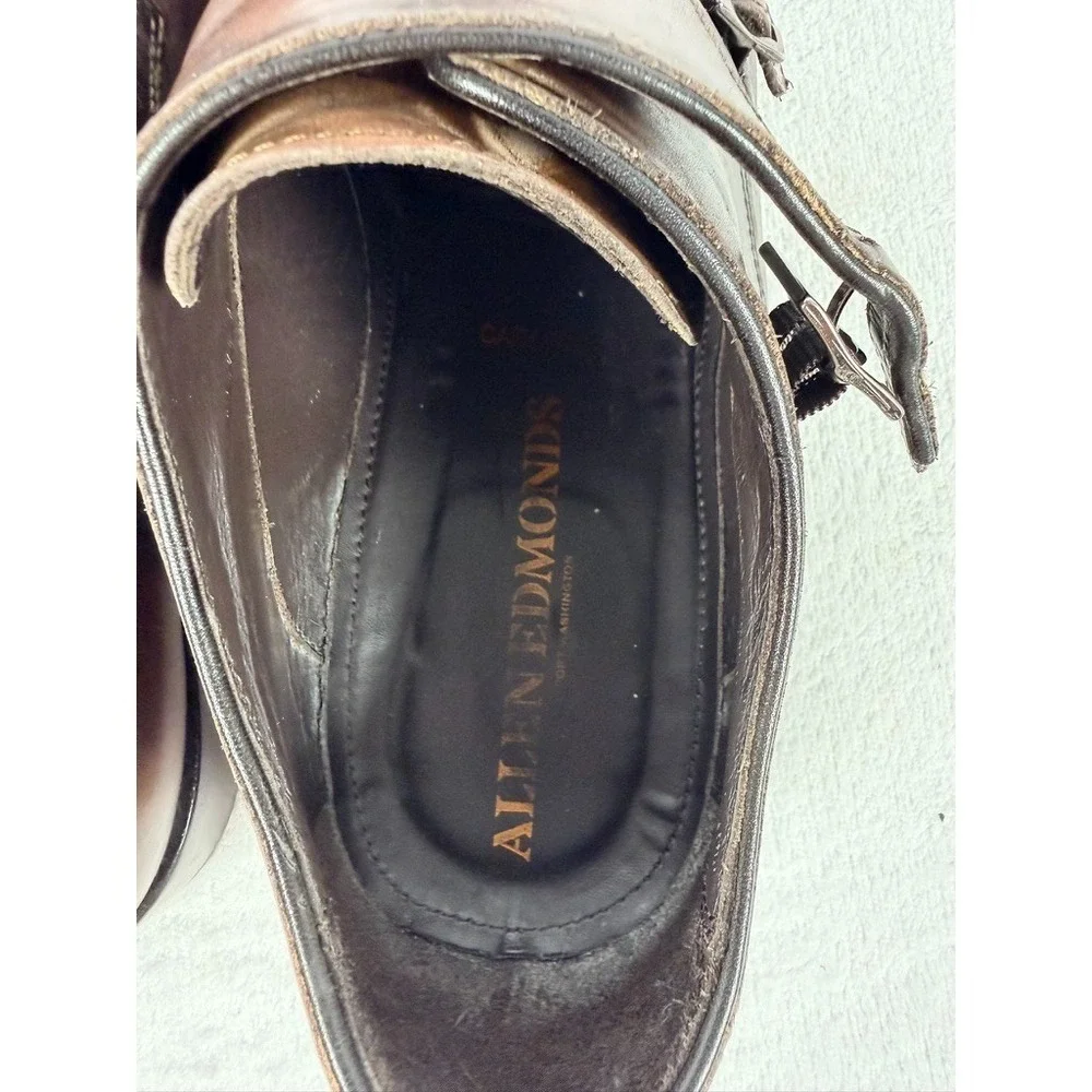 Allen Edmonds Francis Double Monk Strap Cap Toe Dress Shoes Brown Leather 11D